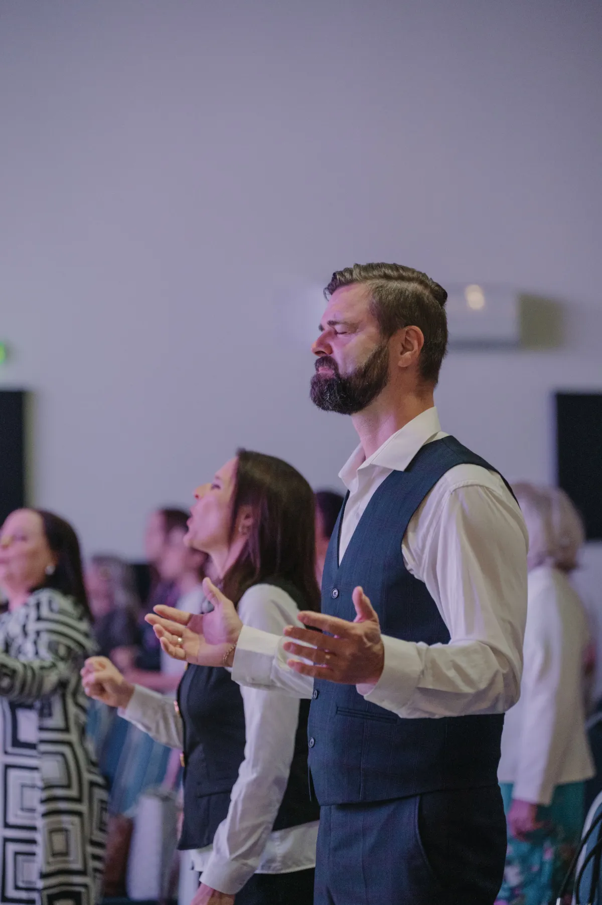 People worshipping at a Sunday service at Christian Centre Martin