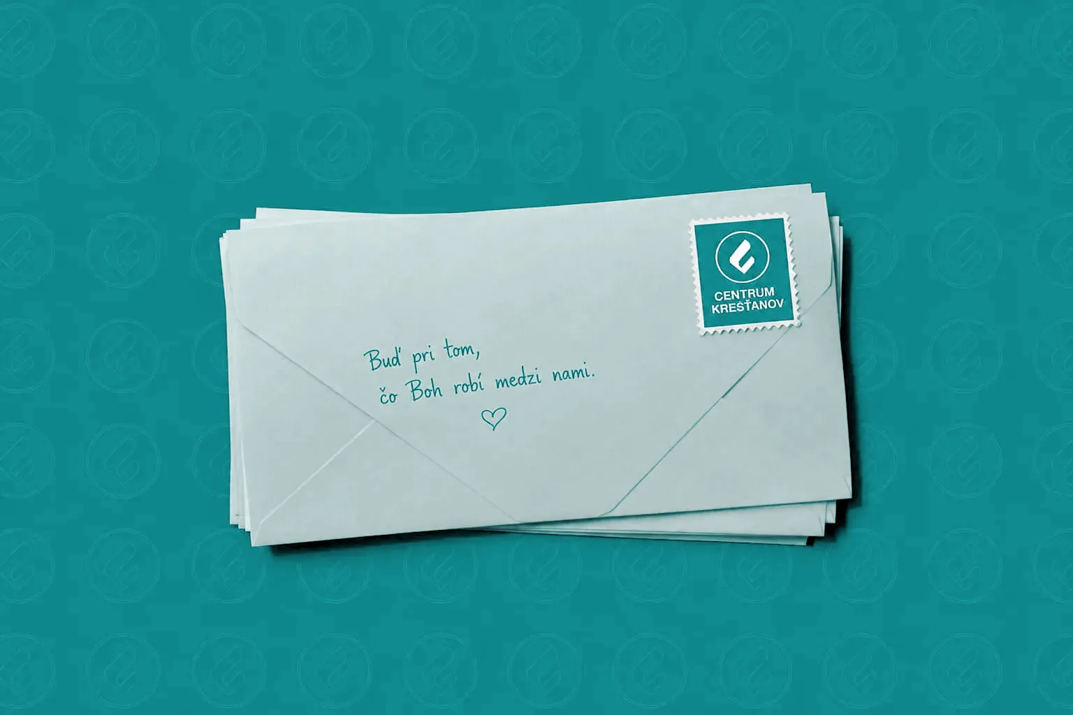 Envelope illustration with the Christian Centre stamp for the newsletter